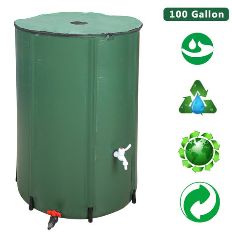 Water Butt, Folding Rainwater Tanks, Portable Collector Tank, Water Storage Container for Garden (100 Gallon)