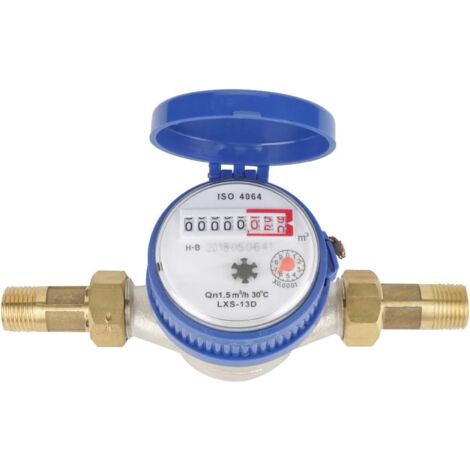 Water Meter - Cold Water Meter Flow 15mm 1/2 inch with Fittings for Home and Garden