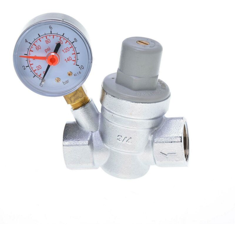Water Pressure Reducing Valve 3/4' Female for 22mm Pipe with Gauge