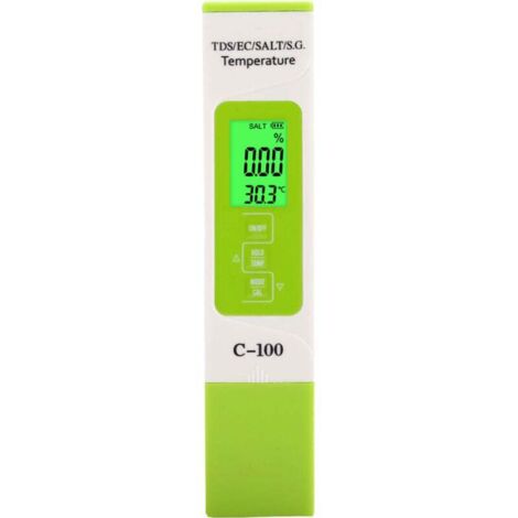 Water Quality Test: Salinity, C-100 5-in-1 Salinity TDS EC Seawater Tester, Multifunctional Water Quality Tester with Backlight
