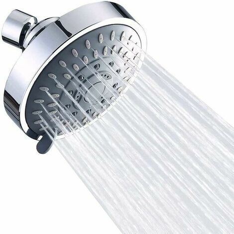 Water Saving Shower Head, Rain Shower, Rain Shower Head, Wall Mounted, 5 Jet Types, Water Saving Fixed Shower Head, 2.5 GPM, for Home, Hotel, Bathroom