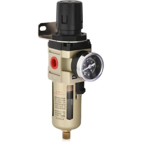 Water Separator Pressure Reducer Compressed Air Regulator for Compressed Air Compressor, with Metal Screen, 3/8 inch Filter