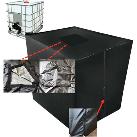 Water Tank Cover, Rain Barrel Cover with Drawstring and Top Opening, 210D Oxford Fabric IBC Tank Cover(Size: 1000L)
