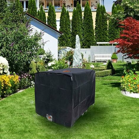 Water Tank Tarpaulin, 210D Oxford Cloth Water Tank Cover, Protective Cover with Top Window and Zipper, Tank Cover (600L-Black)