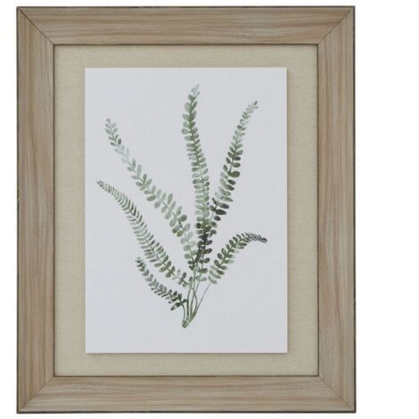 Watercolour Delicate Fern in Frame - Washed Wood - L5 x W50 x H60 cm - Brown