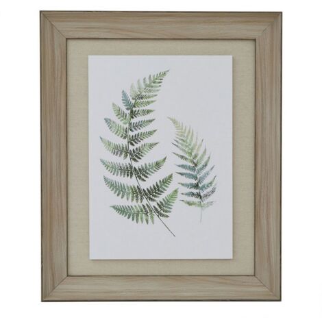 Watercolour Fern Duo in Frame - Washed Wood - L5 x W50 x H60 cm - Brown