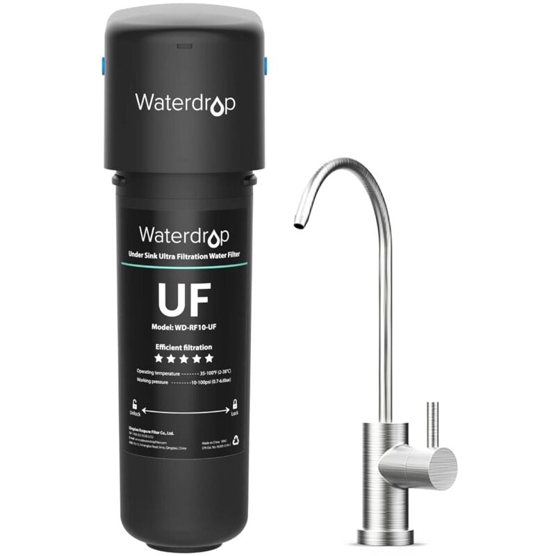10UB-UF Système de filtration d'eau sous évier 0,01 micron Ultra Filtration sous comptoir Système de filtration d'eau potable avec robinet en acier