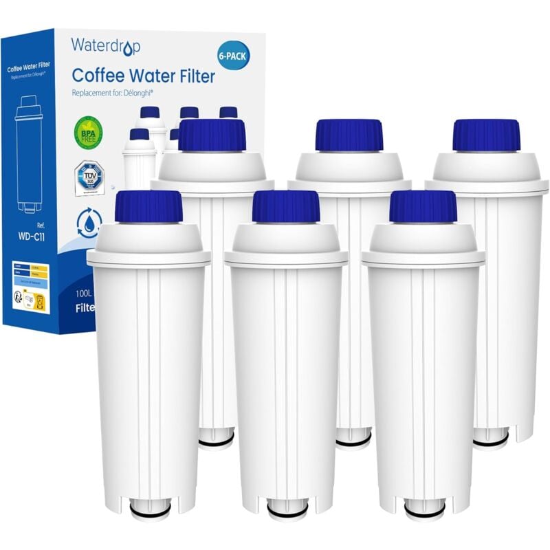 Waterdrop - DLSC002 tüv süd Certifié, Filtre à Café Compatible avec DeLonghi DLSC002, dls C002, 9310926, SER3017, 5513292811 et Cafetière Expresso de