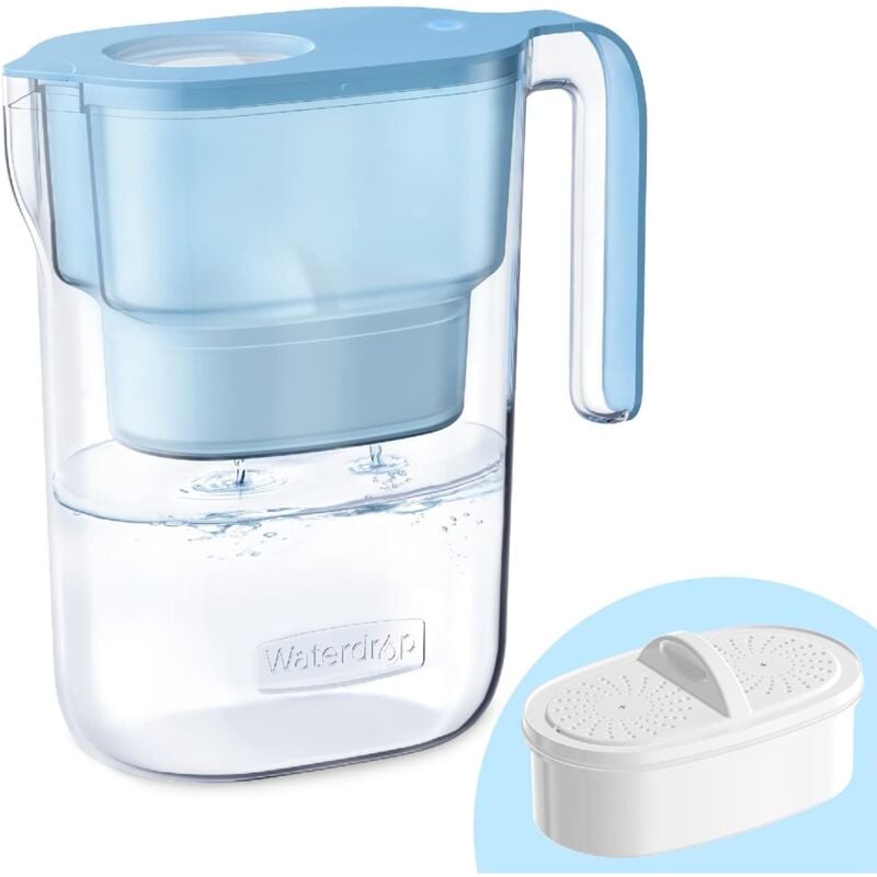 Waterdrop Filtre à Eau Elfin pour Réfrigérateur avec Filtre 3 Mois, 2.5L, Réduit le Fluorure, le Chlore et Plus Encore, Certifié NSF, Sans BPA, Bleu