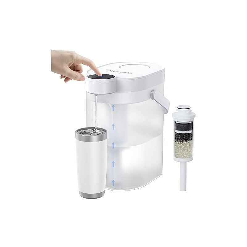 FreshTaste Adoucir l'Eau Carafe Filtrante Électrique, Distributeur de Filtre à Eau Instantané 4L pour Réfrigérateur, Réduit Chlore, Plomb, Cuivre,