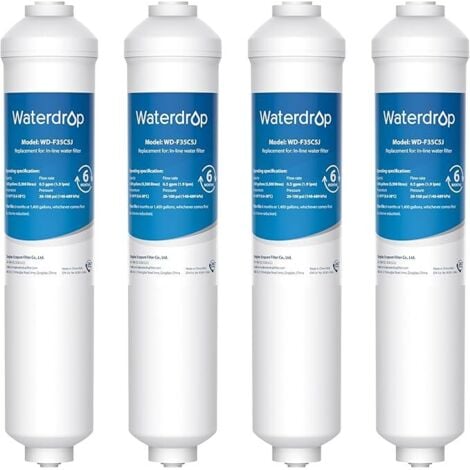 Waterdrop Fridge Water Filter Replacement for Samsung® Water Filter DA29-10105J HAFEX/EXP, DA2010CB, Haier® LG® Inline Water Filter (Pack of 4)