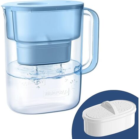 Waterdrop Lucid Carafe Filtrante d'eau avec 1×90 Jours Filtre, 3.5L, Réduit le Fluorure, le Chlore et Plus, NSF Certifiée, sans BPA, Bleu (Filtre Remplaçable: WD-PF-01A Plus)