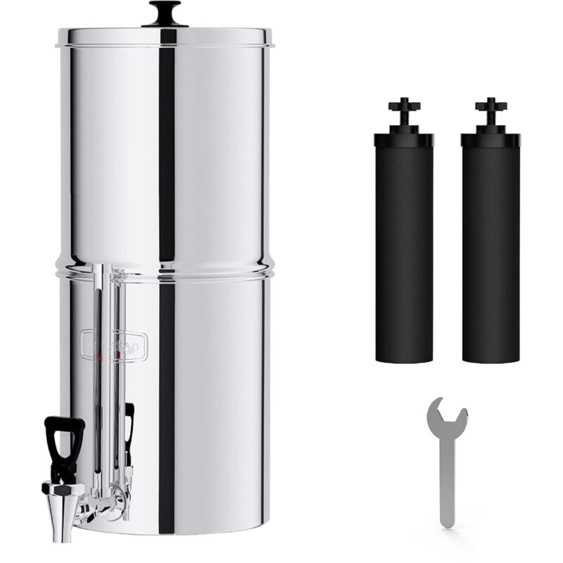 Waterdrop - Système de Filtration d'eau par Gravité, Certification nsf/ansi 372, Système en Acier Inoxydable de 8,5L avec 2 Filtres et un Robinet en