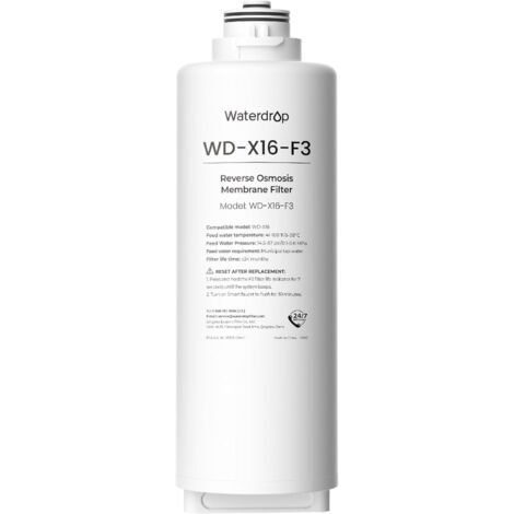 Waterdrop WD-X16-F3 Filter Replacement for WD-X16 1600 GPD Reverse Osmosis System, 24 Month Life, Reduce PFAS