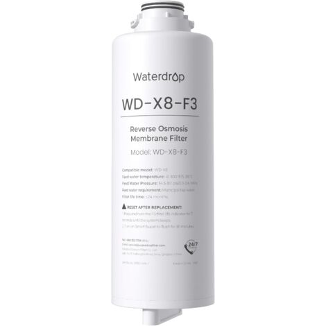 Waterdrop WD-X8-F3 Filtre, Remplacement Uniquement pour Système d'Osmose Inverse WD-X8 800 GPD, Durée de Vie de 24-Mois, Réduit Les PFAS