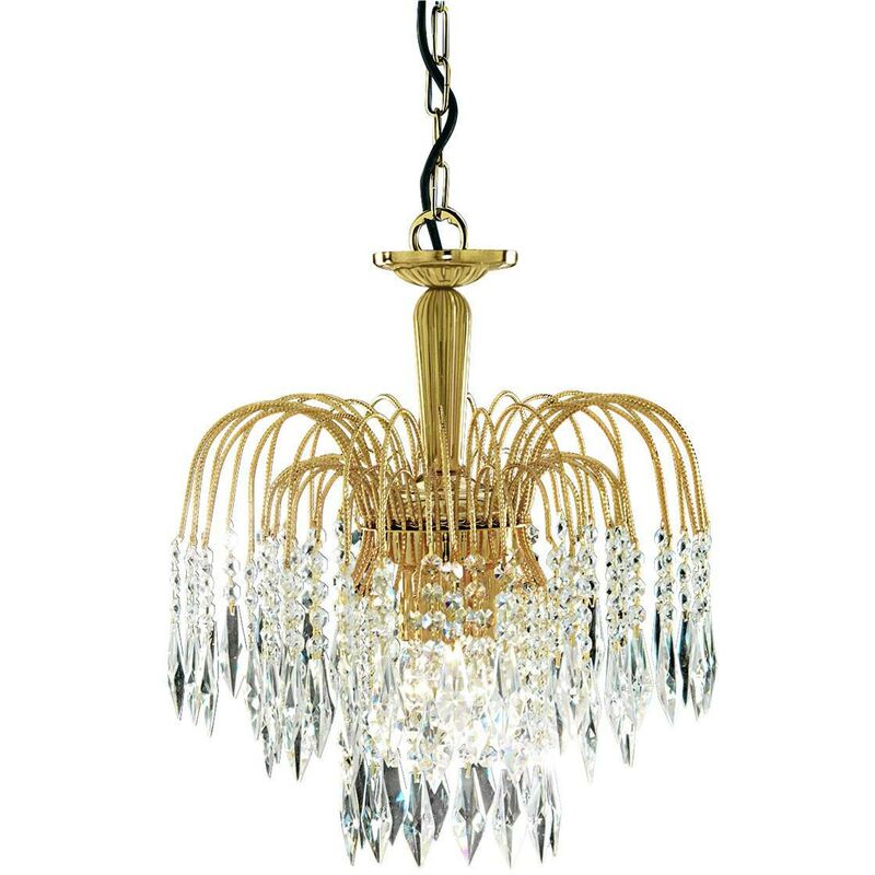 Waterfall - Crystal Chandelier 3 Light Gold Finish, E14 - Searchlight