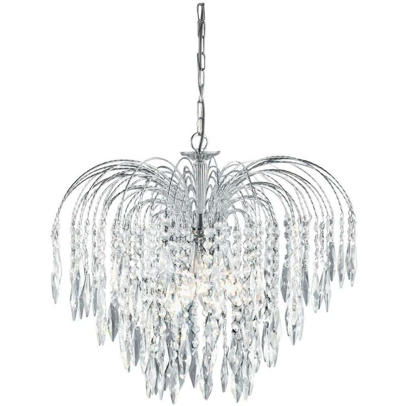 Waterfall - 5 Light Crystal Chandelier Chrome Finish, E14 - Searchlight