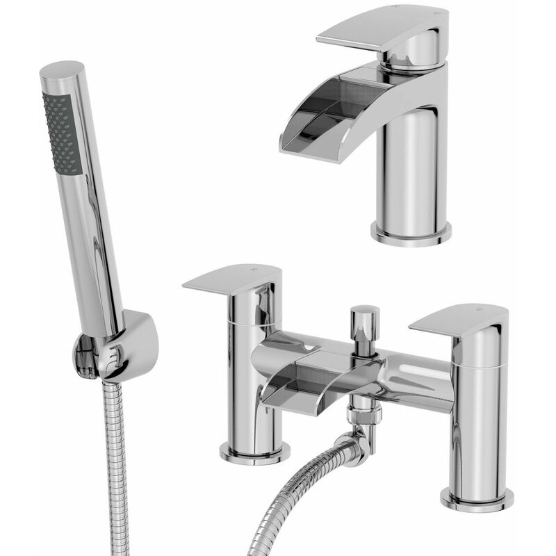 Architeckt - Waterfall Bathroom Basin Sink Mixer Tap Bath Shower Mixer Tap Set Modern Chrome