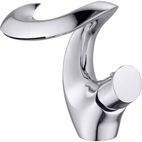 Waterfall bathroom faucet, single-handle brass mixer tap, modern and elegant bathroom faucet with silver plating