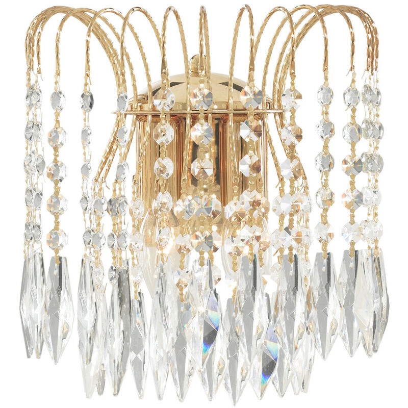 Applique Classica Waterfall Acciaio Oro Cristallo 2 Luci E14