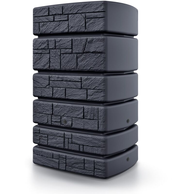Prosperplast - Tonneau de récupération d'eau Tower Stone 500 l, 77,5 x 58,3 x 130 cm, noir