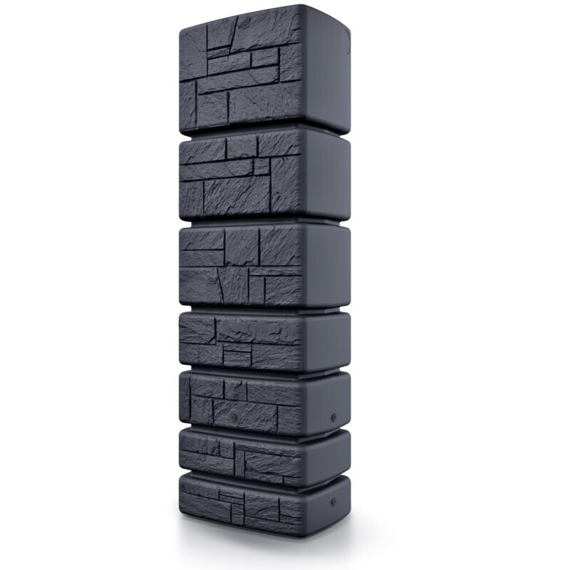 Prosperplast - Tonneau de récupération d'eau Tower Stone 350 l, 57,5 ​​x 38,4 x 180 cm, noir