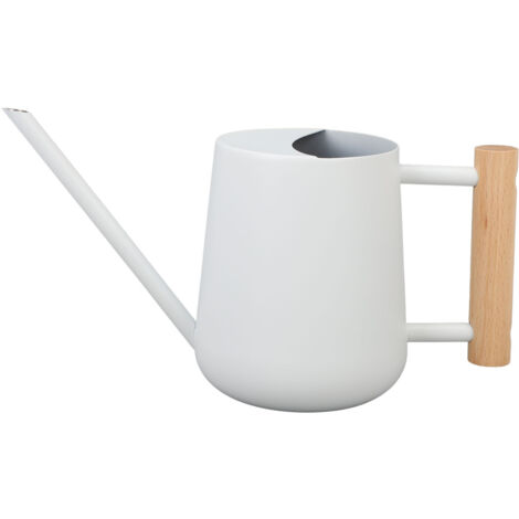 Watering Can for Indoor Plants Small Watering Cans for House Plant Garden Flower Wood Handle Long Spout Water Can for Outdoor Watering Plants White