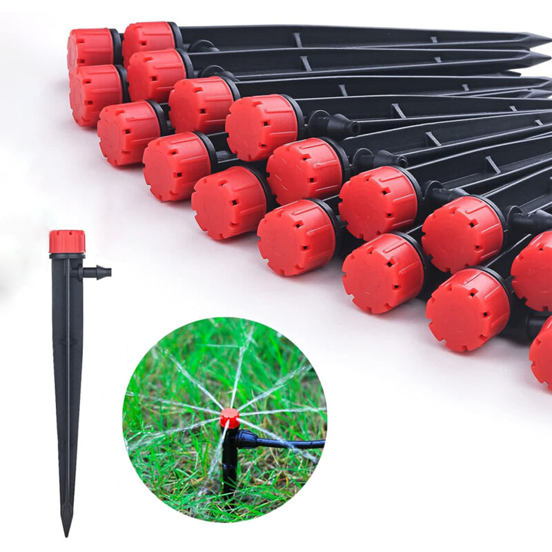 Système d'arrosage,émetteurs goutte à goutte pour tube d'irrigation goutte à goutte de 1/4', goutteurs de débit d'eau réglables à 360 degrés sur