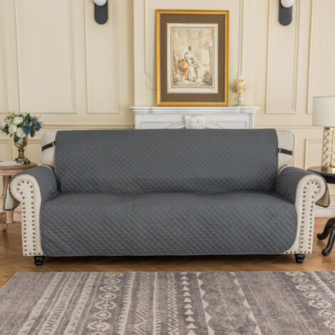Waterproof 4 Seater Sofa Covers with Armrests, Reversible Protected Sofas - Grey NPTERBL