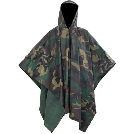 Waterproof Army Rain Poncho for Camping/Hiking Camouflage