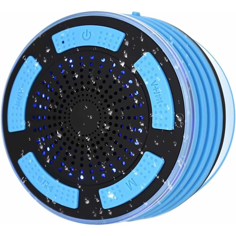Waterproof Bluetooth Speaker Portable Wireless Shower Speaker with hd Bass, fm Radio, Colorful led Effect, Strong Grip