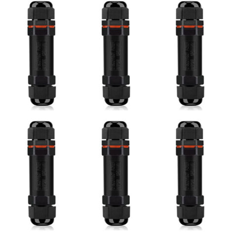 Waterproof Cable Connectors, IP68 Outdoor Waterproof Junction Box, Waterproof Electrical Connector Pack of 6, 3-Wire Waterproof Electrical Connector for 6-12mm Diameter Cable