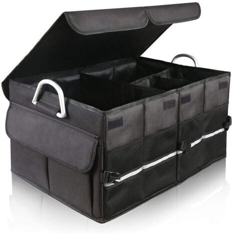 Waterproof Car Trunk Organizer Foldable Car Storage Box Durable Car Storage Bag in 1680D (Black and White)