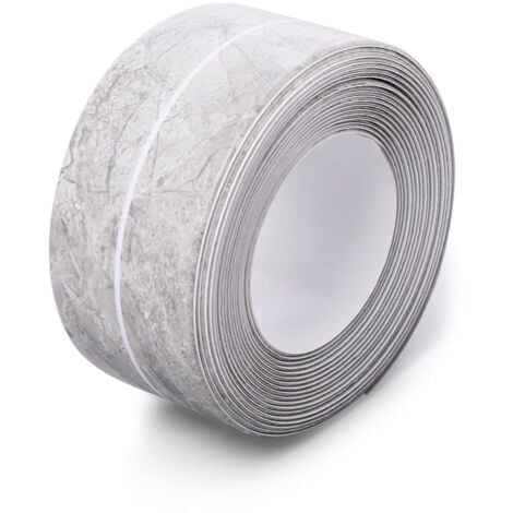 LINGHHANG Waterproof Caulk Tape (Grey Marble) 1.5 Inch x 10.5 Feet Caulk Strip for Kitchen Bathroom PVC Sealing Tape for Kitchen Sink Toilet Bathtub