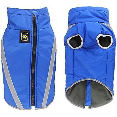 waterproof Dog Coat Winter Warm Jacket, Pet Clothes Windproof Dog Jacket Outfit For Small Medium Dogs With Harness Hole Xl Blue