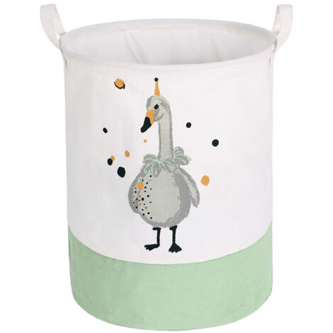 Waterproof Foldable Laundry Basket for Baby, Dirty Clothes Storage Basket, Laundry Bag, Round Fabric Storage Bucket for Laundry Room, Kids Toys (Goose)