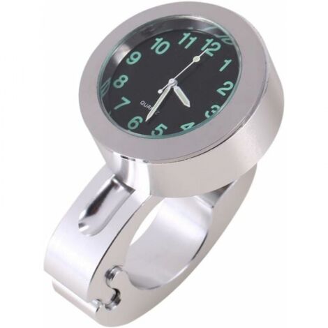 Waterproof Handlebar Mount Clock Universal Motorcycle Bike Handlebar Watch 7/8in -1in Glow Watch Universal Motorcycle Watch Motorcycle Handlebar Bike Handlebar Clock (Silver)