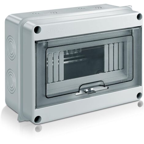 Waterproof Outdoor Electrical Box, IP65 Surface Mounted Distribution Box 8 Modules with Terminals, ABS Plastic Surface for Outdoor Use (8 MODULE)