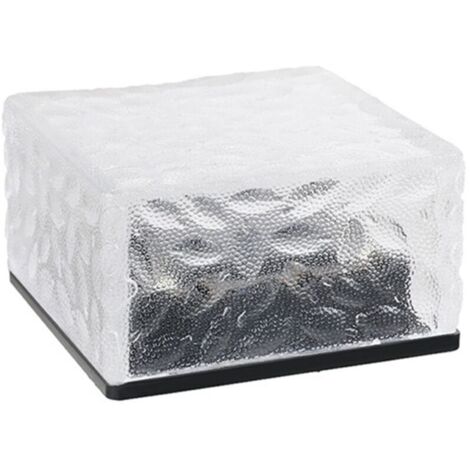 Waterproof Outdoor Landscape Lamp with Solar Power, Ice Brick Shape, and Battery (Warm White)