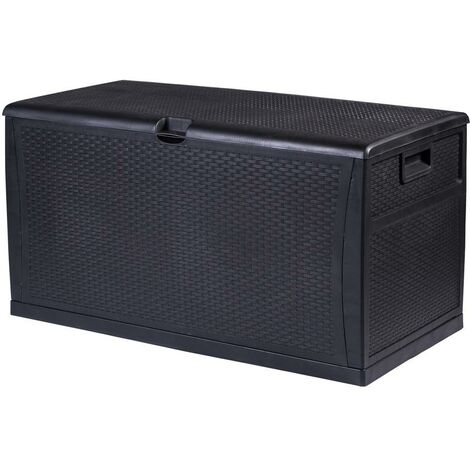 main image of "Waterproof Outdoor Lockable Black Storage Chest Box Unit - Cushions Toys Tools"