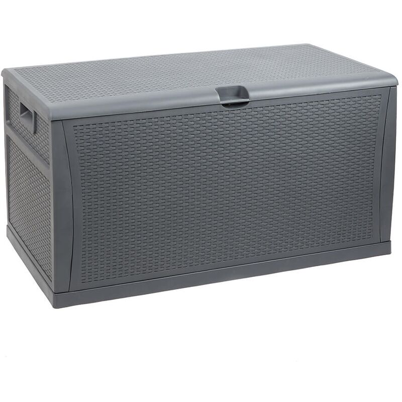 Waterproof Outdoor Lockable Grey Storage Chest Box Unit - Cushions Toys Tools - Grey