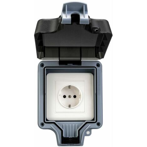 Waterproof outdoor power socket, wall outlet, IP66 switch socket, outdoor enclosure garden, park, bathrooms and commercial applications waterproof socket po