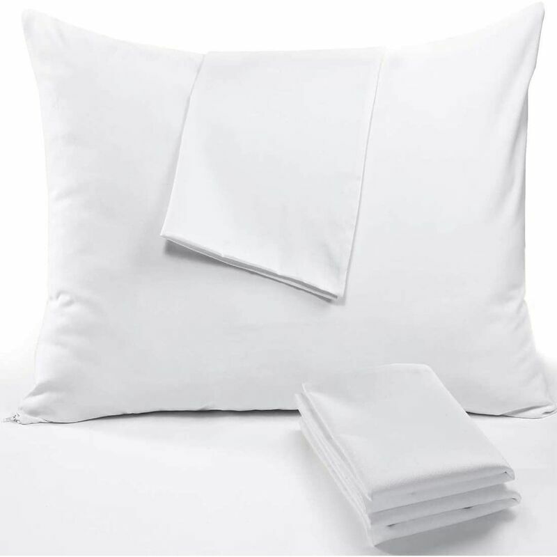 Waterproof pillowcase (50x70cm, 2 pieces) - pillowcase with zipper - breathable and anti-perspiration & dust mites - white polyester pillow protector