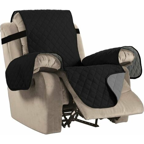 Waterproof Recliner Chair Covers for Armchairs Recliner Covers for Leather Chair Reclining Chair Covers Protect from Pets/Dogs, Quilted with Non Slip Strap (Standard, Grey)