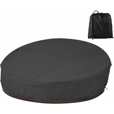 Waterproof Round Sofa Bed Cover Oxford 210/420D Solid and Durable Protective Cover for Garden Living Room with UV/Rain/Wind (Black 228 x 83 cm)