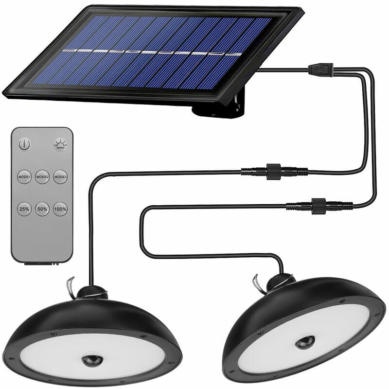 Waterproof solar chandelier with remote control for home, outdoor, garden, indoor lighting, white light, high brightness--Double head