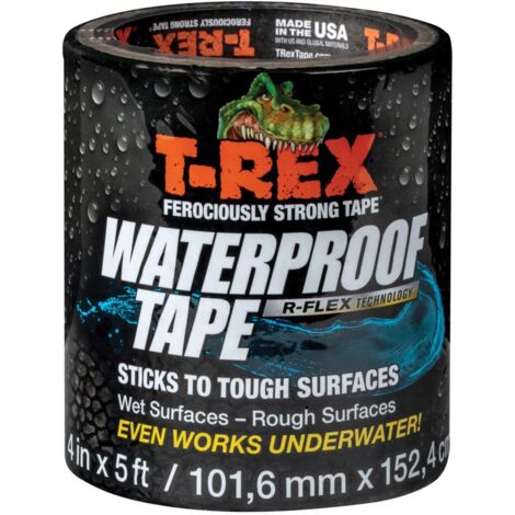 Waterproof T-Rex Adhesive Tape – 101mm x 1.52cm, R Flex Technology, Leak-Resistant, Suitable for Underwater Use, Black