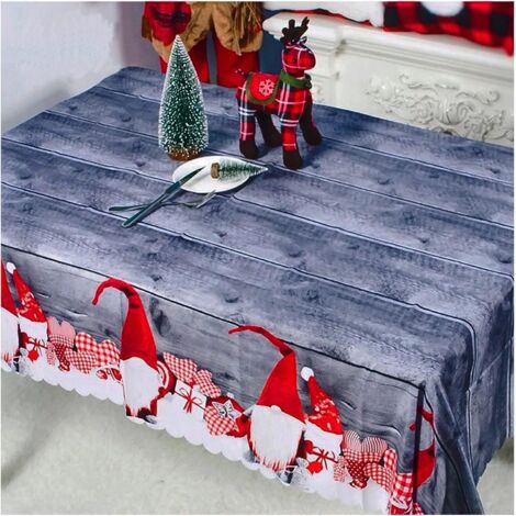 Waterproof Tablecloth, Christmas Party 150180cm Polyester Rectangular Table Cover Dining Table Linens Christmas Tablecloth