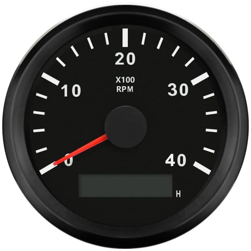 Ahlsen - Waterproof Tachometer, Speedometer, Tachometer with Hour Meter, 0-4000 rpm, 85mm, 9-32V, with Backlight