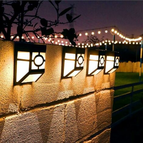 Waterproof Wireless Solar Powered LED Outdoor Lighting Sensor Wall Sconce for Garden, Patio, Porch, Halloween (Set of 4/Warm White)